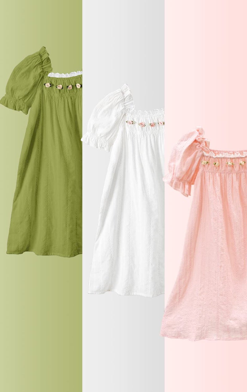 BANGSAUR Girls' Vintage Dresses, Cotton Princess Sleepshirts, Kids 3-12 Years - Image 4