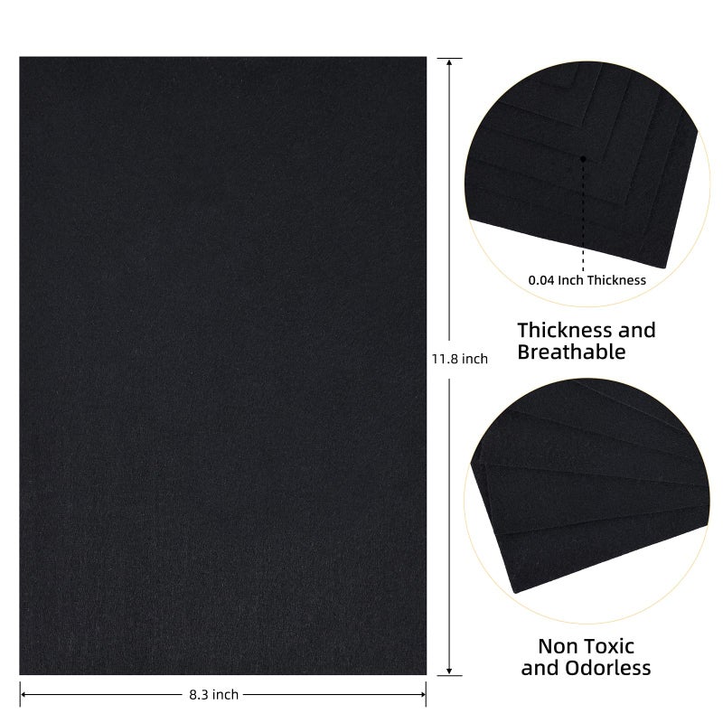 HaoFeiJH Black Felt Fabric Sheets - 6PCS Felt Squares - 8x12 1 Colors Soft Felt Squares, 1.5mm for Sewing, Patchwork, Decoration, Embroidering, Book, DIY Craft - Image 2