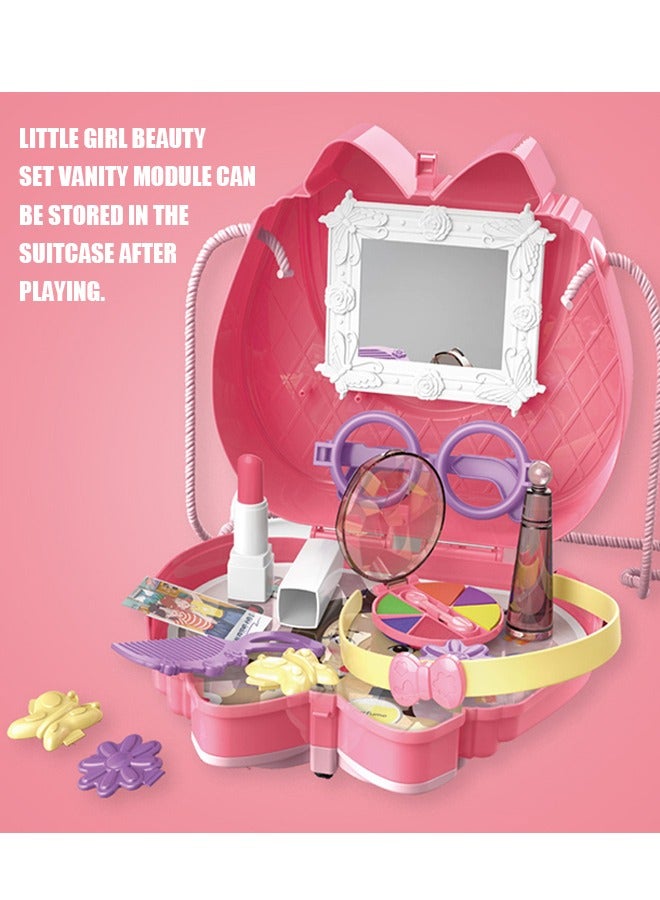 Beyond Kids Girls Beauty Playsets Toy Makeup Kit Princess Pretend Makeup Toy Set with Makeup Case Shoulder Bag (Pink) - Image 4