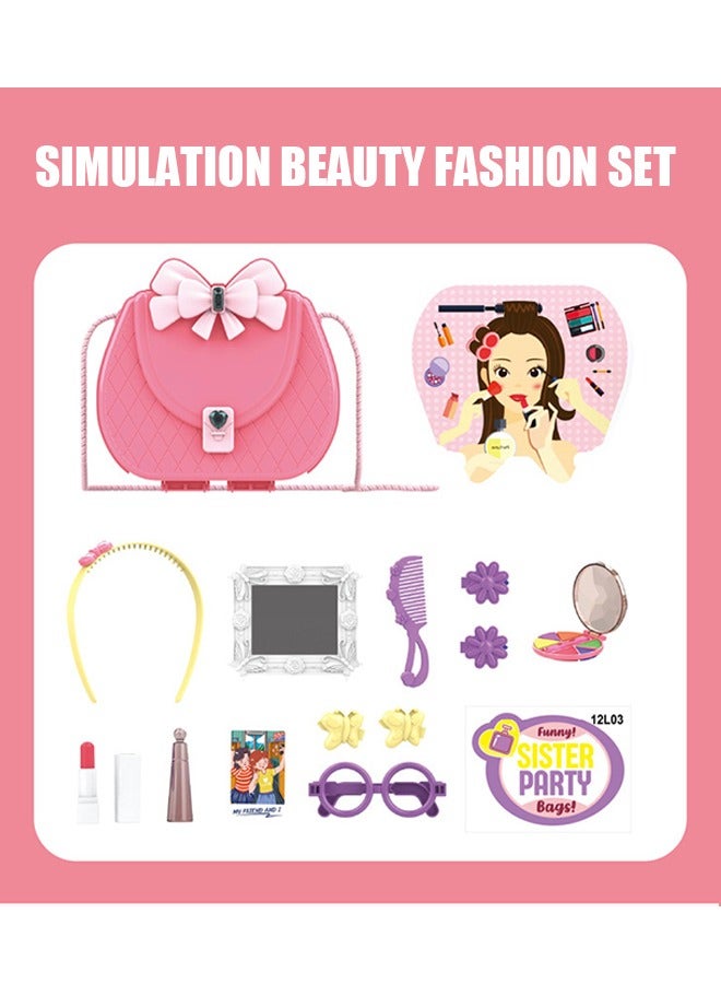 Beyond Kids Girls Beauty Playsets Toy Makeup Kit Princess Pretend Makeup Toy Set with Makeup Case Shoulder Bag (Pink) - Image 5