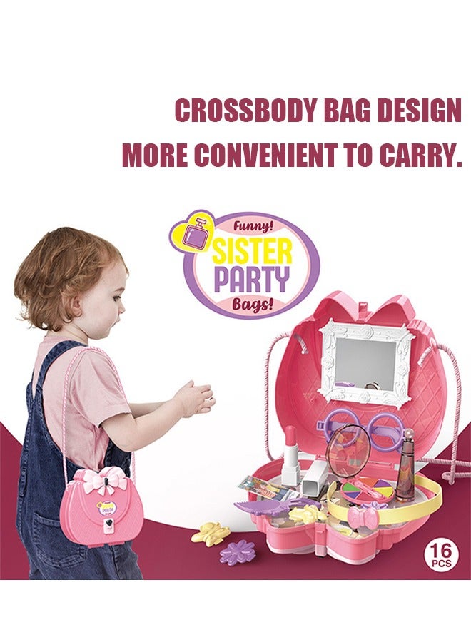 Beyond Kids Girls Beauty Playsets Toy Makeup Kit Princess Pretend Makeup Toy Set with Makeup Case Shoulder Bag (Pink) - Image 3