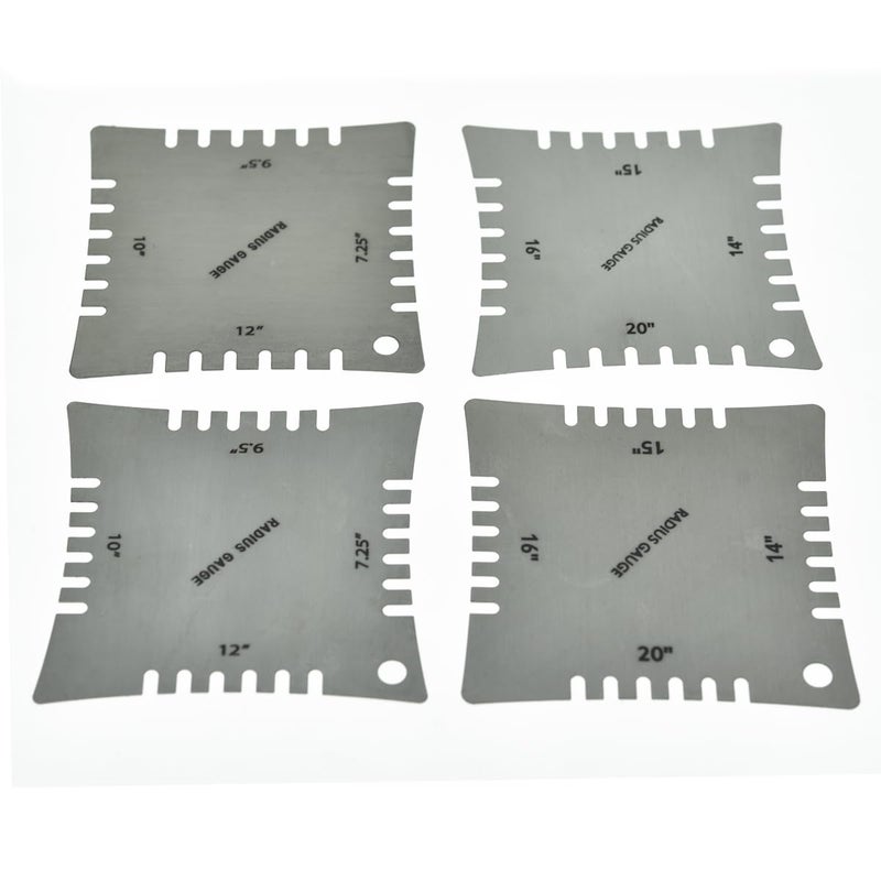 KAISH Set of 4 Stainless Steel Guitar Notched Radius Gauge Fingerboard Fretboard Measuring Luthier Tool