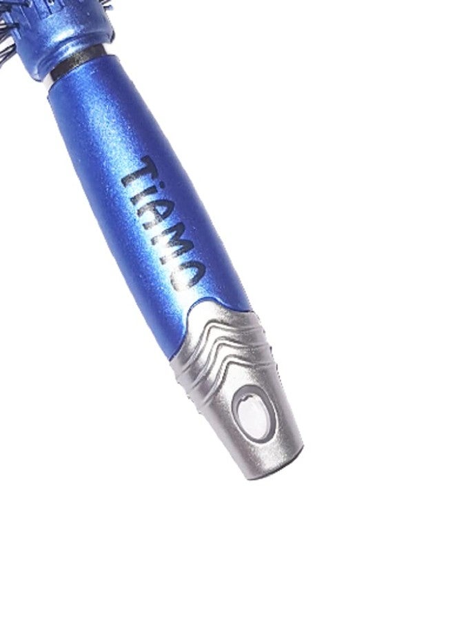 Tiamo Round Plastic Hairbrush set blue and brown for grooming. - Image 4