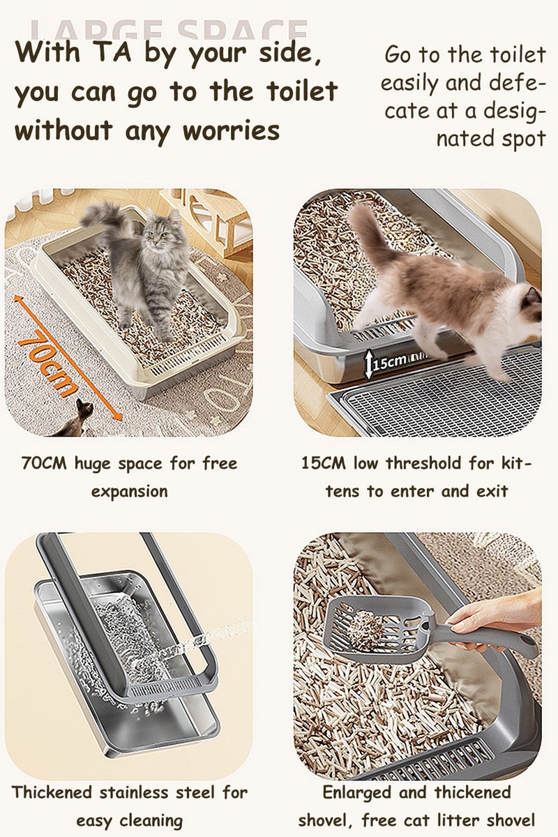 كيدل كبيرة من الفولاذ المقاوم للصدأ القط القمامة مربع ، وسهلة التنظيف ، ومناسبة كبيرة ومتعددة القط القمامة مربع القط القمامة صينية - Image 5