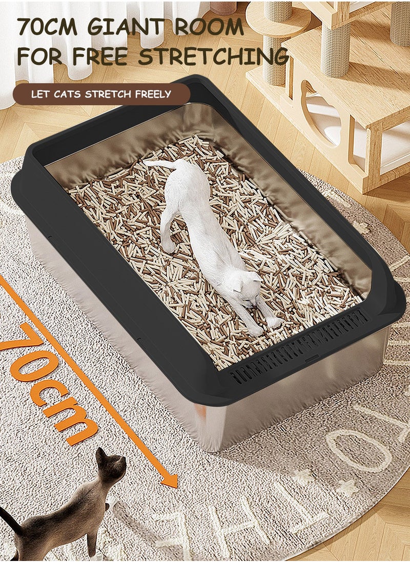 Kidle - Large Stainless Steel Cat Litter Box Easy Cleaning Kitty Litter Box Cat Litter Tray for Big and Multiple Cats - Image 1
