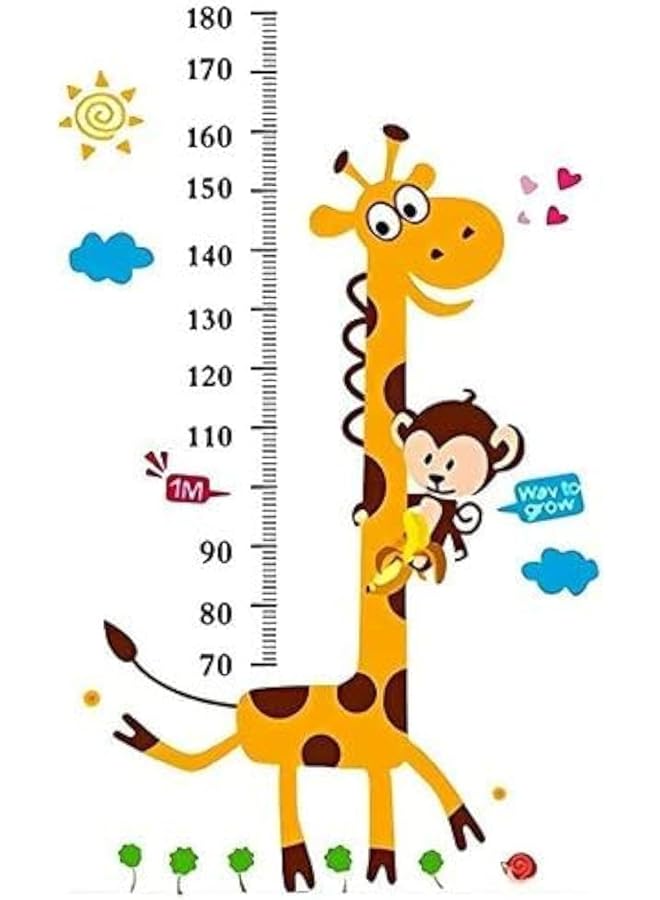 The Bros Kids Height Growth Chart, Cartoon Height Stickers, Cartoon Giraffe Kids Growth Chart Height Measurement, Detachable Growth Height Chart multiple colour - Image 1