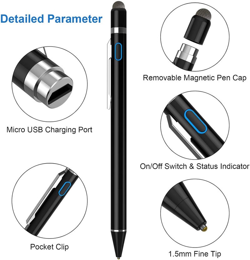 KASTWAVE Active Stylus Pen Compatible for iOS&Android Touch Screens, Universal Fine Point Stylus, for Precise Writing/Drawing, for iPad, iPhone, iOS/Android Smart Phone and Other Tablets - Image 2
