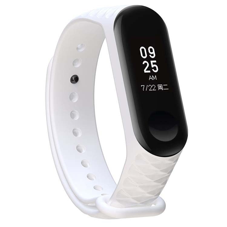 erorex For Xiaomi 3 / 4 Strap Diamond Texture Silicone Watch Band, Belt Length：23Cm(White) - Image 2