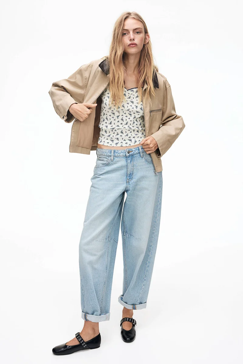 H&M Ribbed sweetheart-neck top