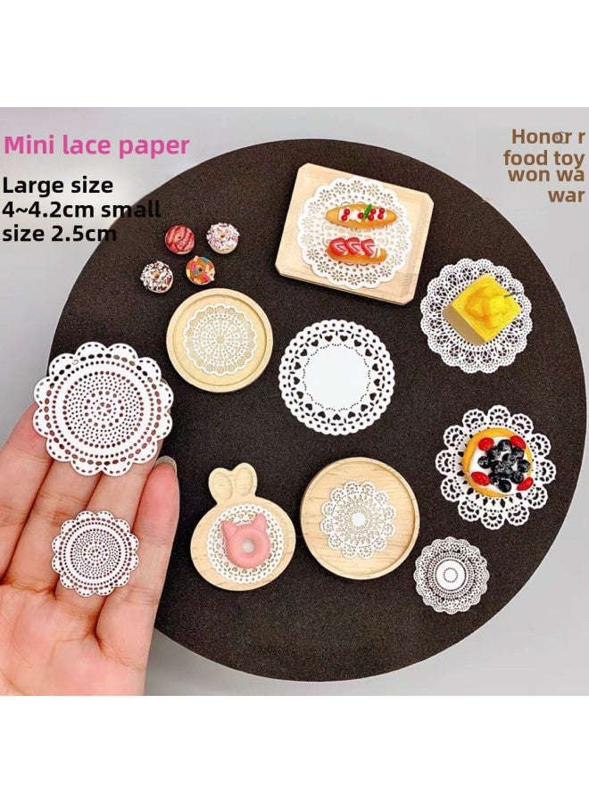 Doll House Cake Paper Pad Food Play Hand Account Decoration Mini Lace Paper Retro Hollow Paper Lace Paper Props Decoration-Color:No. 1 Large And Small  - Image 2