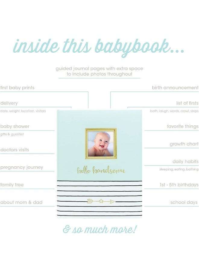 pearhead - Pearhead Hello Handsome, First 5 Years Baby Memory Book with Photo Insert, Perfect Baby Keepsake - Image 1