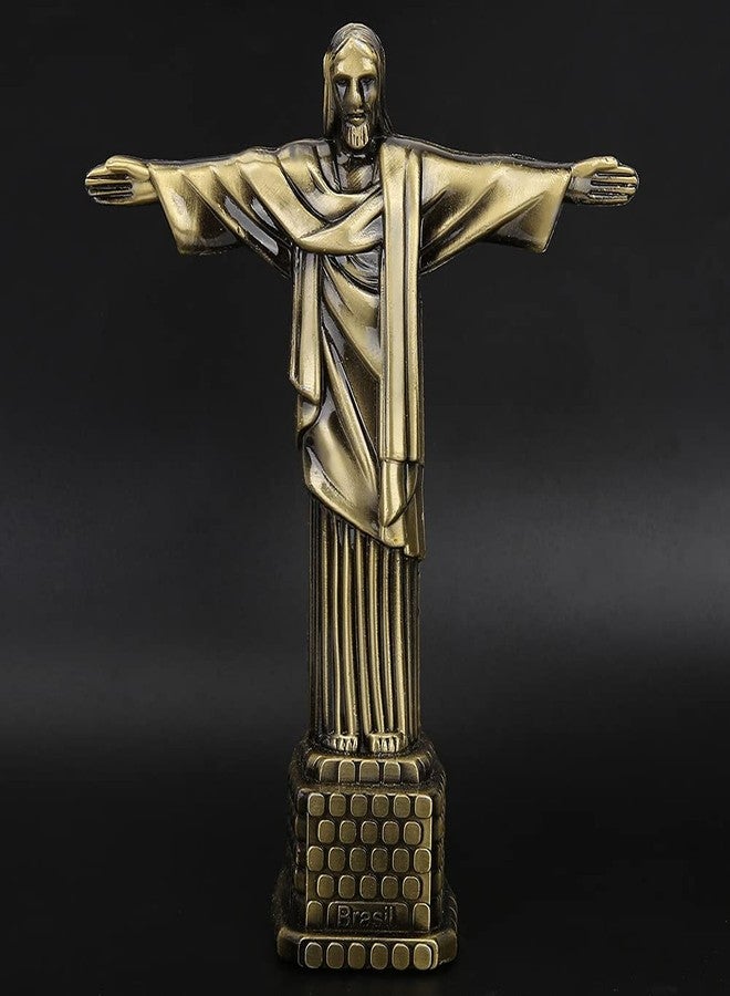 Plplaaoo 7.3-Inch Bronze Jesus Statue – Christ The Redeemer Statue Replica in Vintage Style, Christian Art Statues Model for Home Decoration, Catholic Gift & Brazilian Souvenir - Image 5