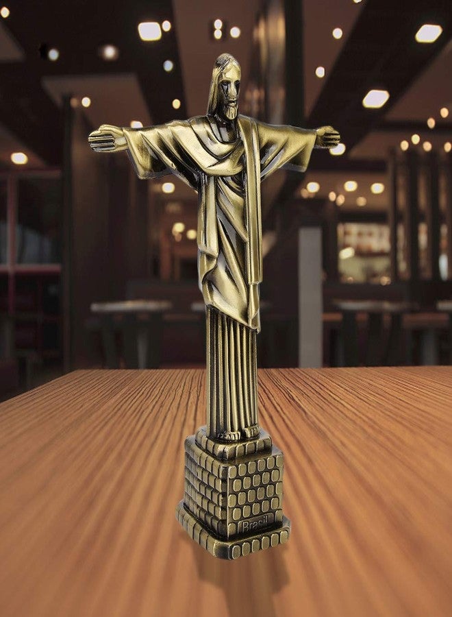 Plplaaoo 7.3-Inch Bronze Jesus Statue – Christ The Redeemer Statue Replica in Vintage Style, Christian Art Statues Model for Home Decoration, Catholic Gift & Brazilian Souvenir - Image 4