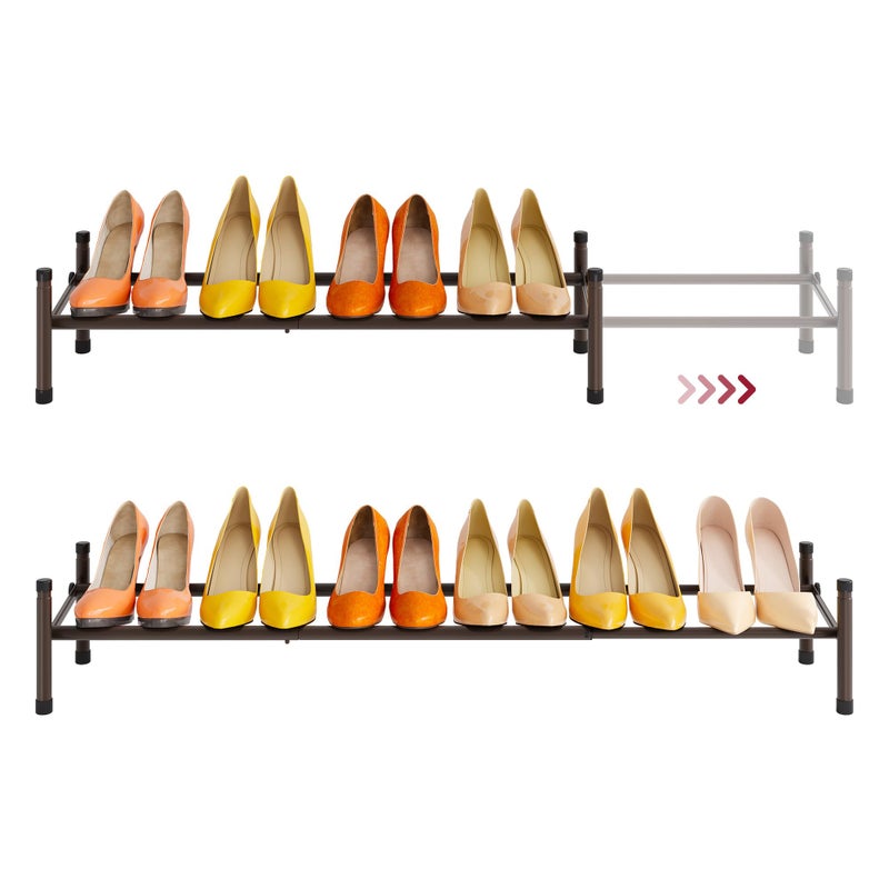 Tajsoon Expandable Shoe Rack for Closet 1 Tier 2841Adjustable  Stackable Shoe Shelf Storage Metal Shoe Rack Organizer for Front Door Entrance Closet Garage Entryway Bronze