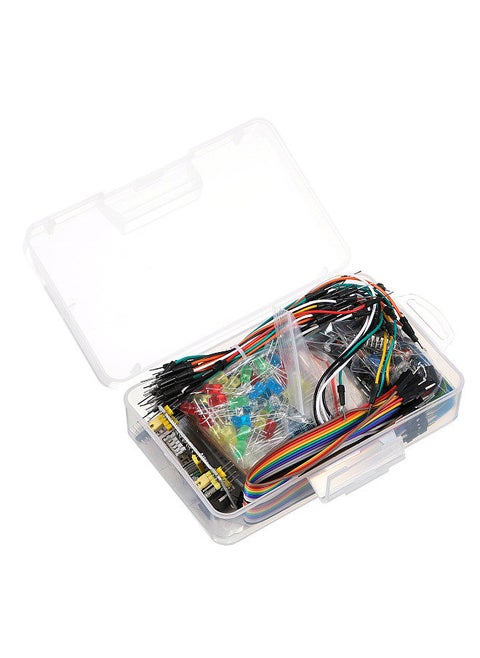 Electronic Fun Kit Bundle with Breadboard Cable Resistor Capacitor Leds Potentiometer Replacement for Arduino Respberry Pi