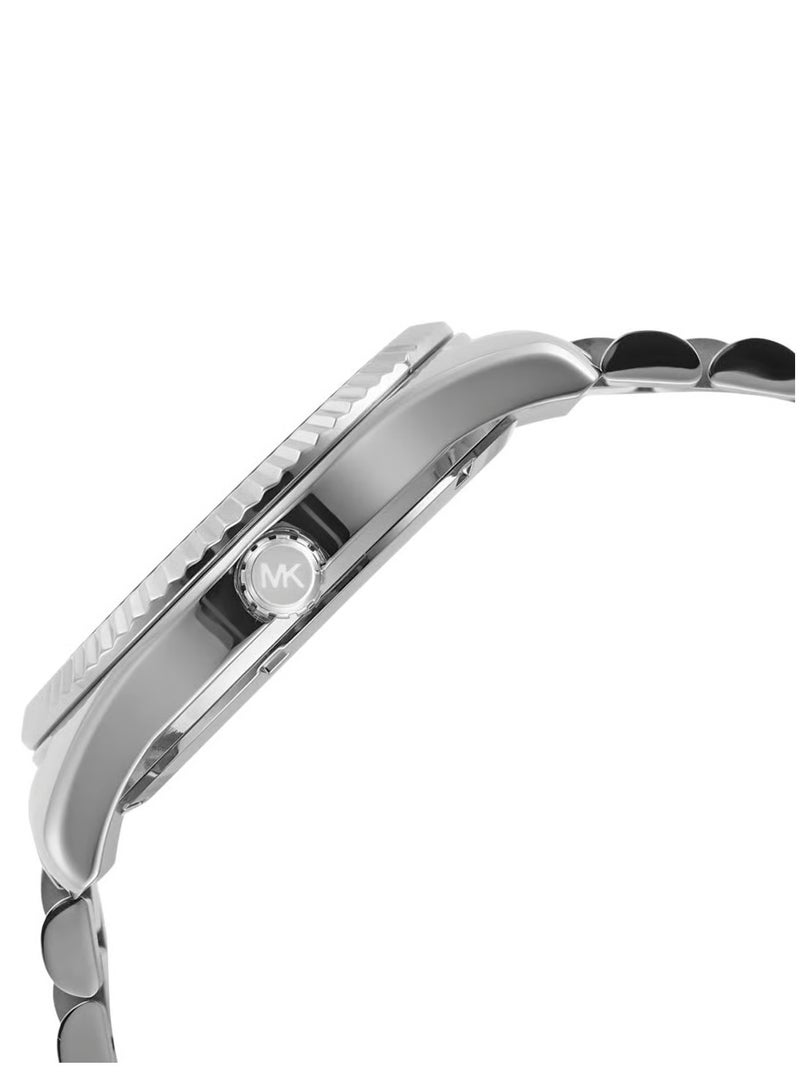 MK Lexington Quartz Black Dial Silver Steel Strap Watch - 8946 - Image 3