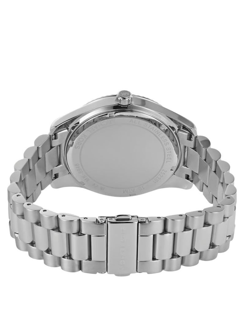 MK Lexington Quartz Black Dial Silver Steel Strap Watch - 8946 - Image 2