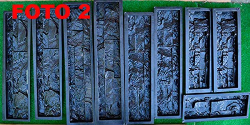 SvitMolds Concrete Molds DIY Set 9 Plastic Molds for Concrete Plaster Wall Stone Cement Tiles Mould ABS Natural Stones for Walls W02 - Image 3