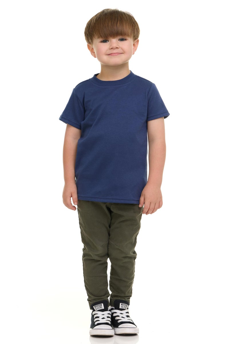 Cudlie 5-Pack Toddler Boysâ€™ T-Shirts â€“ Soft Cotton Tees for 12M to 4T â€“ Solid Colors, Everyday Value, Soft and Comfy Basics for Play, Preschool & More - Earthy Pack - Image 3