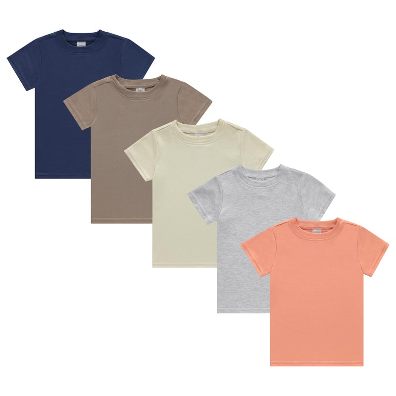 Cudlie 5-Pack Toddler Boysâ€™ T-Shirts â€“ Soft Cotton Tees for 12M to 4T â€“ Solid Colors, Everyday Value, Soft and Comfy Basics for Play, Preschool & More - Earthy Pack - Image 1