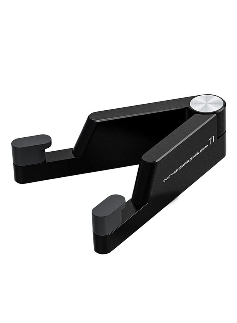 Excefore Universal Mini Size Portable Aluminum Alloy Foldable Phone Holder for Desk, Compatible with All Mobile Phone Tablet 4-10.5" Desk Accessories (Blac - Image 1