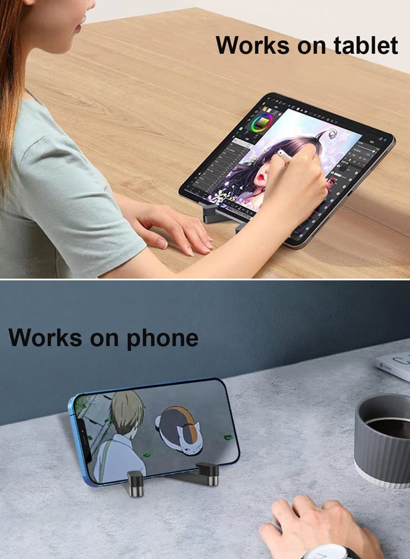 Excefore Universal Mini Size Portable Aluminum Alloy Foldable Phone Holder for Desk, Compatible with All Mobile Phone Tablet 4-10.5" Desk Accessories (Blac - Image 4