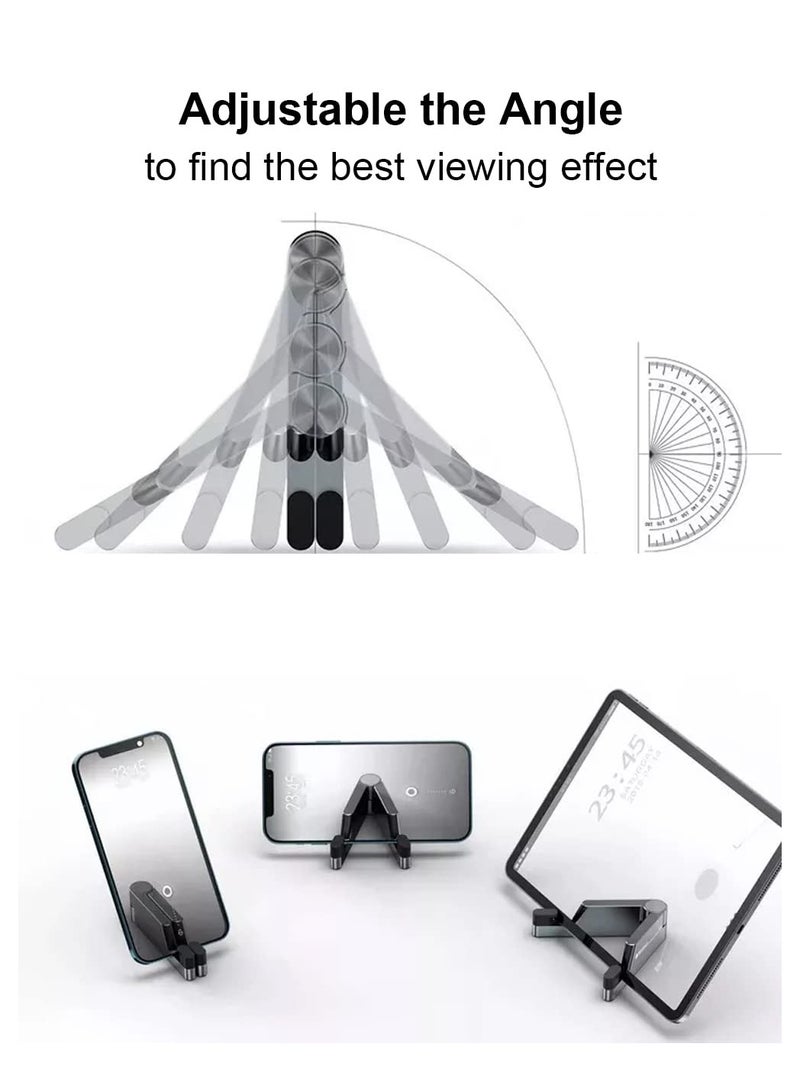 Excefore Universal Mini Size Portable Aluminum Alloy Foldable Phone Holder for Desk, Compatible with All Mobile Phone Tablet 4-10.5" Desk Accessories (Blac - Image 3