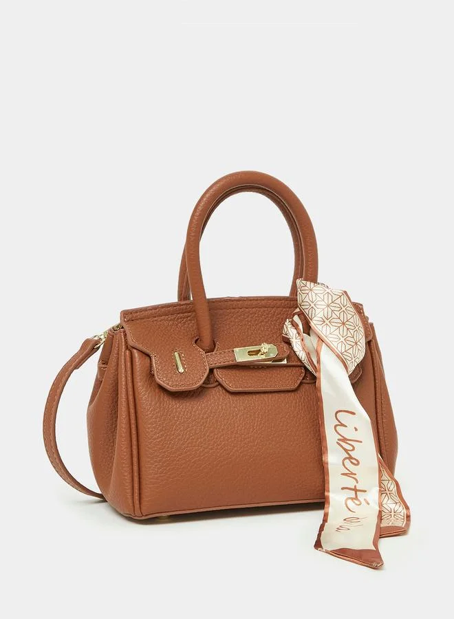 Styli Metal Accent Handbag with Scarf Detail