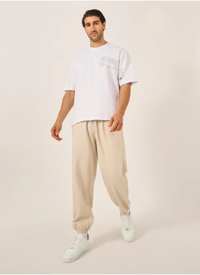 Styli Styli Mid Rise Relaxed Fit Fleece Joggers