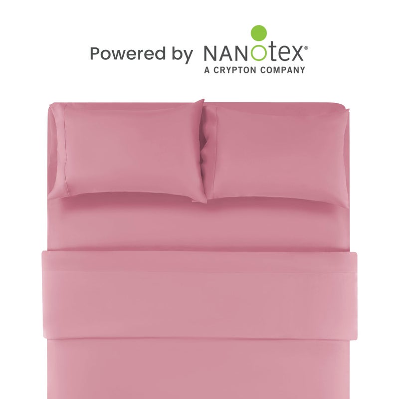 SLEEP ZONE Nanotex Super Soft Cooling Twin Bed Sheets Set for Kids 3 Piece - Easy Care Fitted Flat Sheet & Pillowcase Sets - Wrinkle Free  Fade Resistant  Deep Pocket 16"" (Ballet Pink  Twin) - Image 2