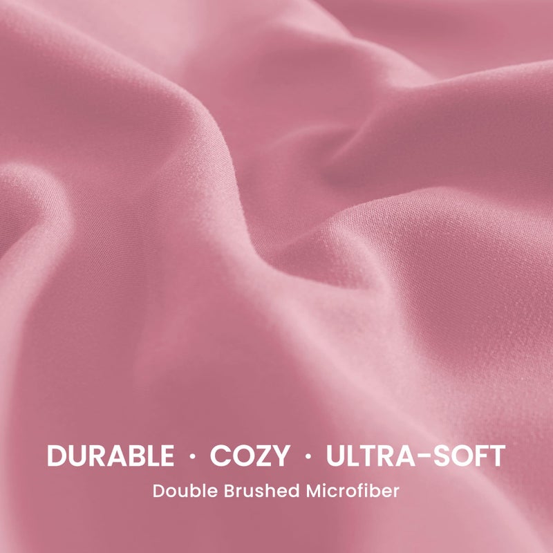 SLEEP ZONE Nanotex Super Soft Cooling Twin Bed Sheets Set for Kids 3 Piece - Easy Care Fitted Flat Sheet & Pillowcase Sets - Wrinkle Free  Fade Resistant  Deep Pocket 16"" (Ballet Pink  Twin) - Image 4