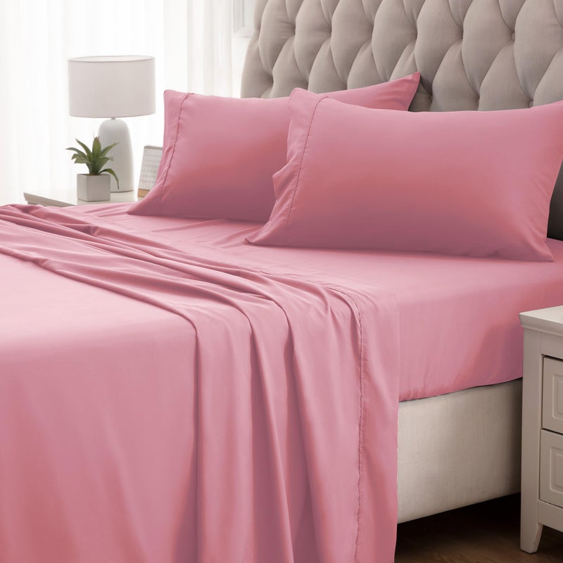 SLEEP ZONE Nanotex Super Soft Cooling Twin Bed Sheets Set for Kids 3 Piece - Easy Care Fitted Flat Sheet & Pillowcase Sets - Wrinkle Free  Fade Resistant  Deep Pocket 16"" (Ballet Pink  Twin) - Image 3