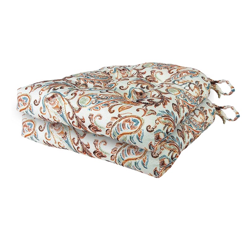 Arlee Chair Cushions for Dining Chairs Set of 2 Memory Foam Chair Pads NonSkid Backing Durable Thick Seat Cushions for Kitchen Office Patio 15 L x 14 W Paisley Spice Red
