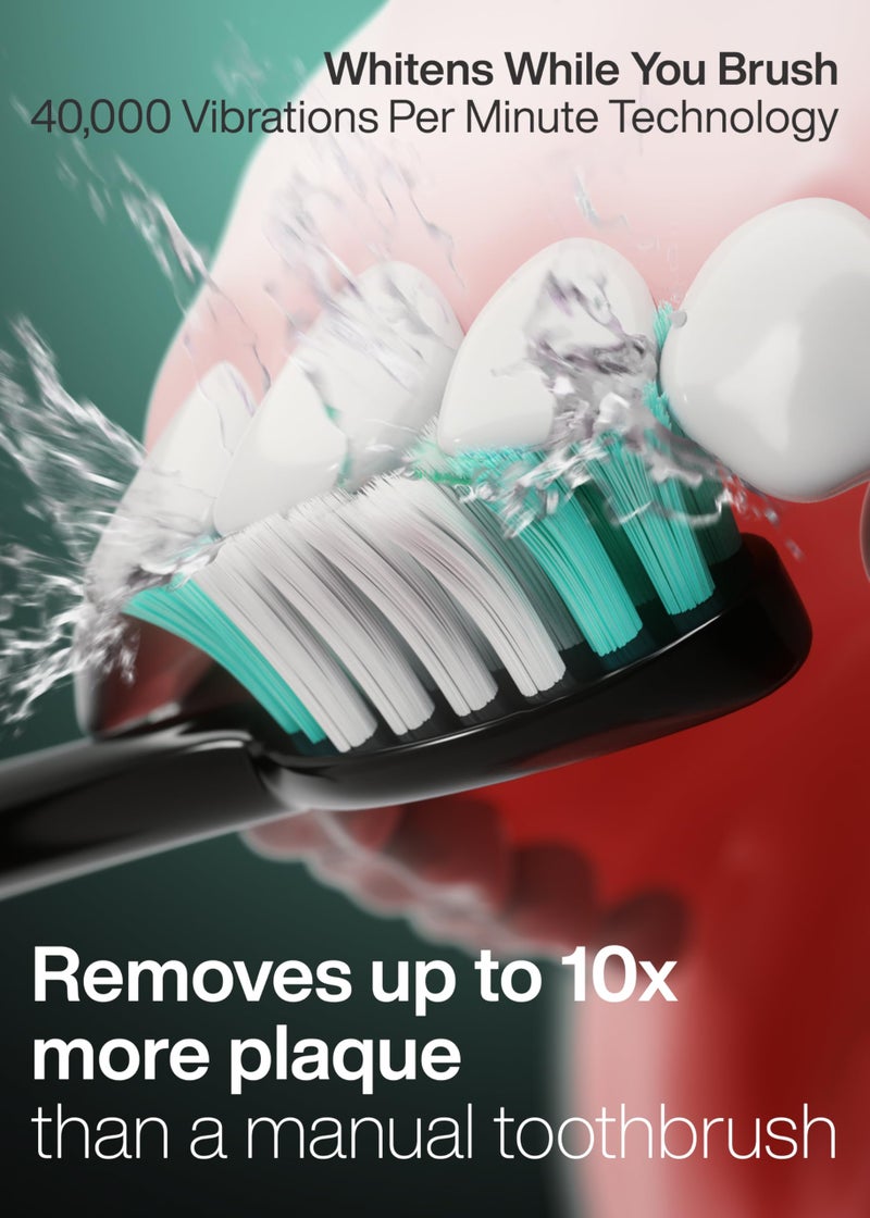 Aquasonic Black Series Ultra Whitening Toothbrush â€“ ADA Accepted Electric Toothbrush- 8 Brush Heads & Travel Case â€“ 40,000 VPM Electric Motor & Wireless Charging - 4 Modes w Smart Timer - Image 3