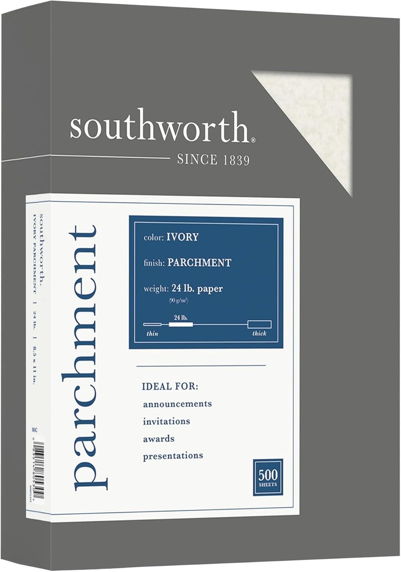 Southworth ورق بارشمانت خاص من ساوثورث 8 12 × 11 24 رطل عاجي عبوة من 500 - Image 1