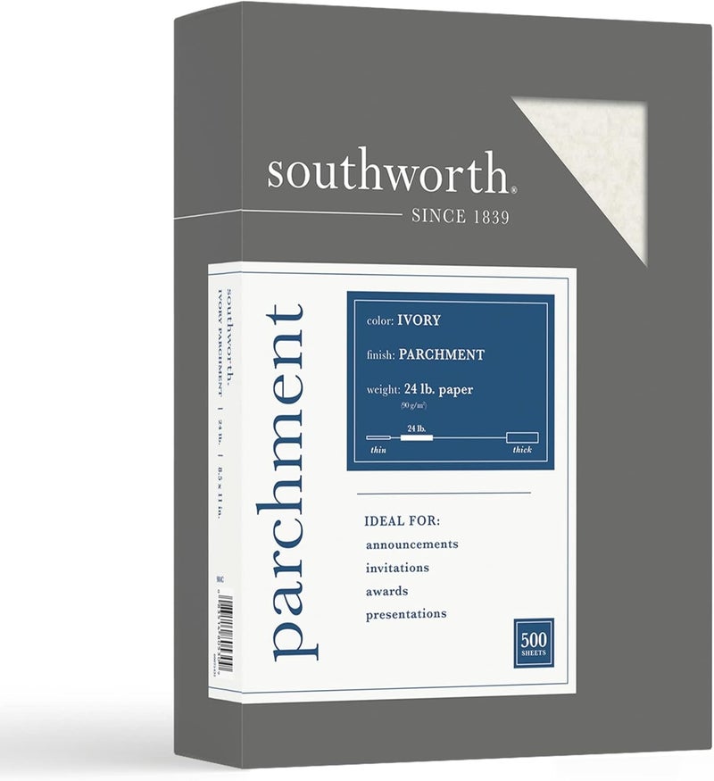 Southworth ورق بارشمانت خاص من ساوثورث 8 12 × 11 24 رطل عاجي عبوة من 500 - Image 4