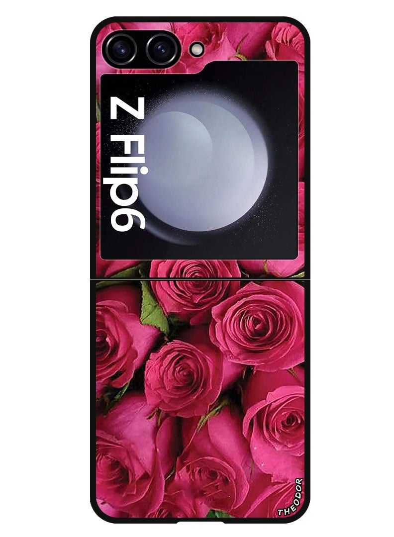 Theodor Protective Case Anti Scratch Shock Proof Bumper Cover For Samsung Galaxy Z Flip 6 Pink Roses - Image 1