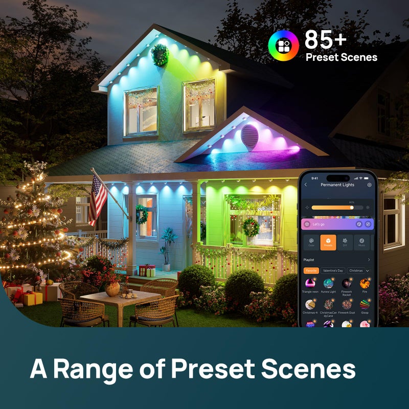 Linkind Permanent Outdoor Lights HP5, 100ft Smart AI RGBTW LED Outdoor Lights for Easter Day Lights, 85 Scenes Modes, IP67 Waterproof, Works with Alexa,Google Assistant - Image 4