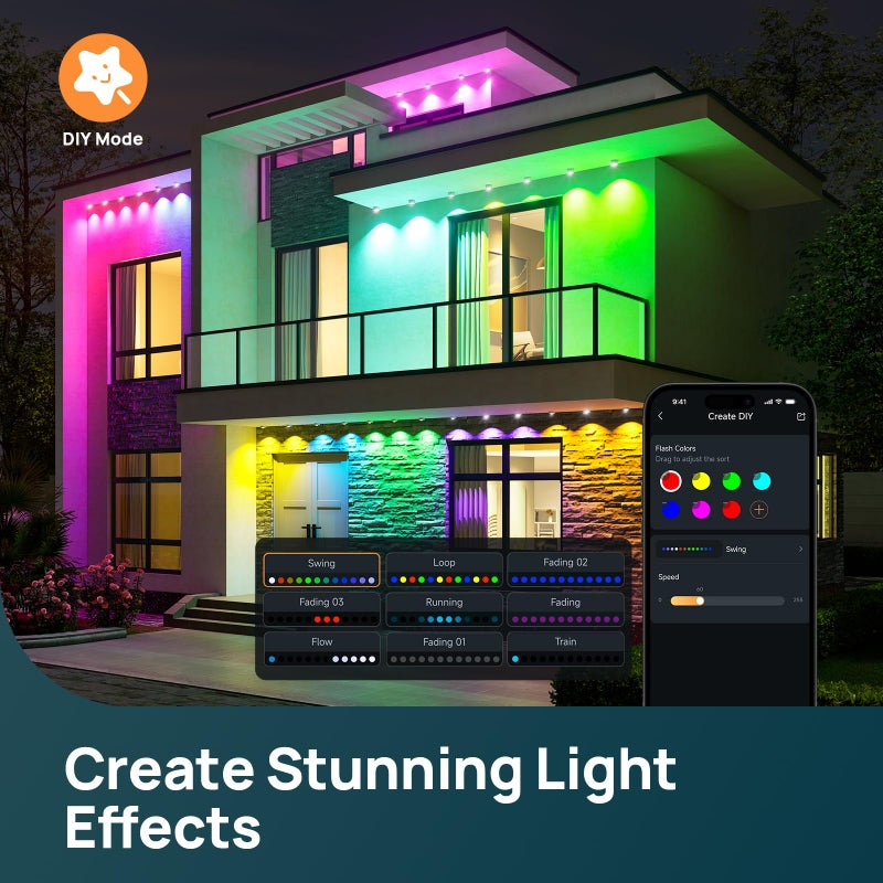 Linkind Permanent Outdoor Lights HP5, 100ft Smart AI RGBTW LED Outdoor Lights for Easter Day Lights, 85 Scenes Modes, IP67 Waterproof, Works with Alexa,Google Assistant - Image 3