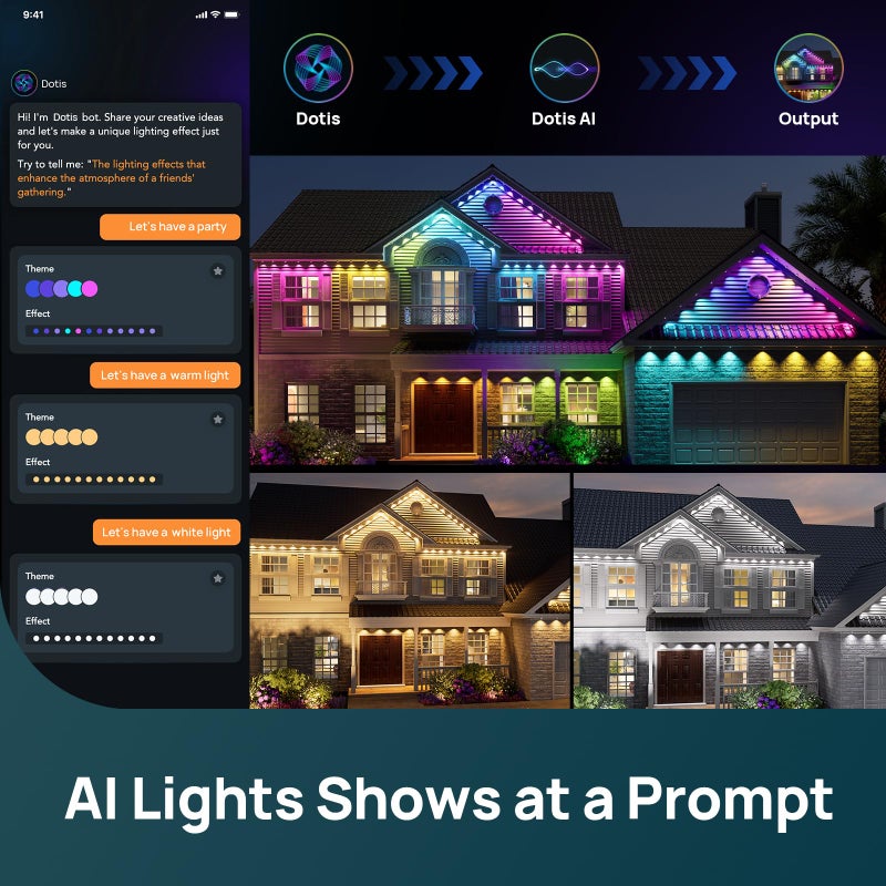 Linkind Permanent Outdoor Lights HP5, 100ft Smart AI RGBTW LED Outdoor Lights for Easter Day Lights, 85 Scenes Modes, IP67 Waterproof, Works with Alexa,Google Assistant - Image 2