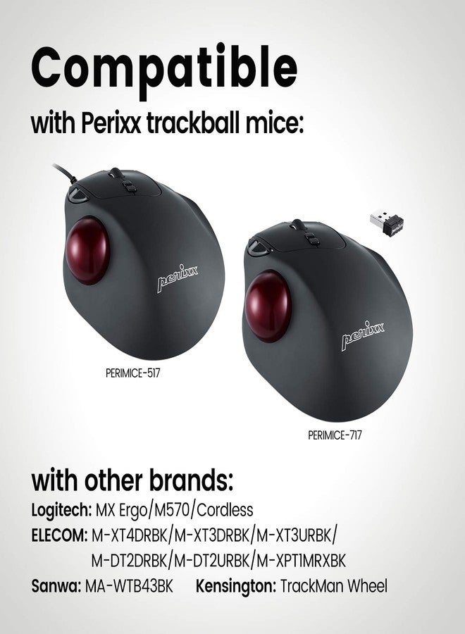 بيريكس كرة التتبع perixx Peripro-303GLG، كرة بديلة مقاس 1.34 بوصة لأجهزة Perimice و M570 (أحمر مطفي) - Image 5