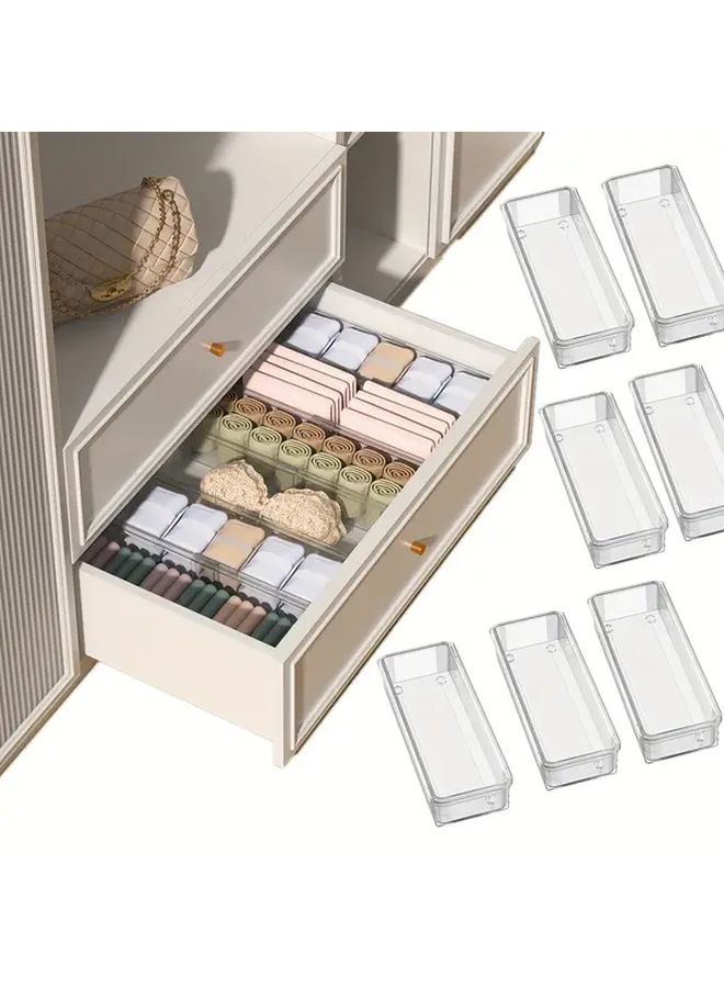 3 Pieces Underwear And Socks Organizer With Drawer 1 Large And 2 Small Built In Adjustable Space Saving Storage For Home Use Transparent Drawers With Labels - Image 1
