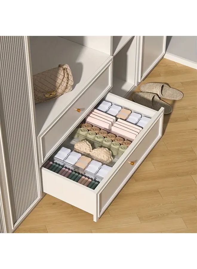 3 Pieces Underwear And Socks Organizer With Drawer 1 Large And 2 Small Built In Adjustable Space Saving Storage For Home Use Transparent Drawers With Labels - Image 2