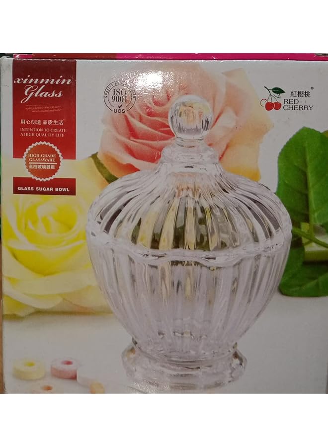 إيروريكس برطمانات حلوى زجاجية مع غطاء برطمان كريستالي مغطى بوعاء سكر وطبق بسكويت مزخرف صغير وحاوية تخزين