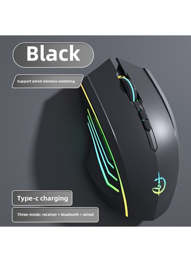 Generic - Bluetooth Mouse Wireless Mute For Huawei Notebook Gaming Office Desktop Computer Rechargeable Universal Silent-Specifications:[gentleman Black Top Model-three Models] 7-button-wired/wireless/bluetooth-2400dpi - Image 1