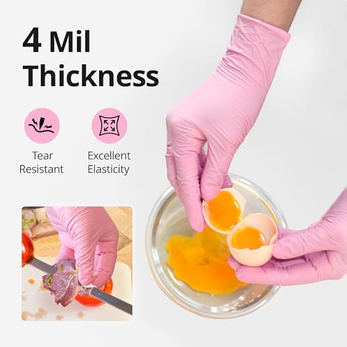 SwiftGrip Nitrile Exam Gloves 4 Mil Medium Cherry Blossom Food Safe Gloves Disposable Latex Free Powder Free for Cleaning Supplies Esthetician Hair Dye Tattoo Supplies Box of 100 - Image 5