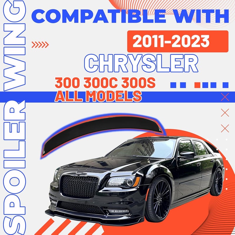 HECASA Rear Trunk Spoiler Wing for 2011-2023 Chrysler 300 300C 300S - Glossy Black - Image 2