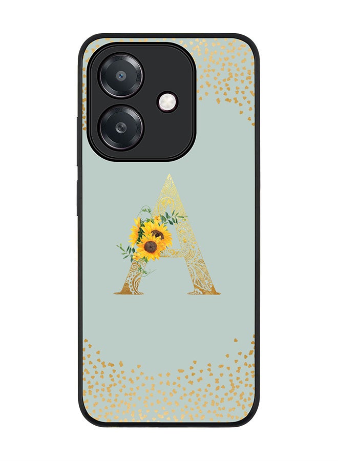 Stylizedd For Oppo A5i Case,Slim fit Camera Protection, Shockproof Thin Phone cover  - Custom Floral Monogram - A  (Light Grey )