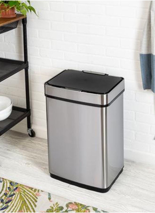 60 Ltr Sensor Stainless Steel Trash Bin With Soft Opening Silver