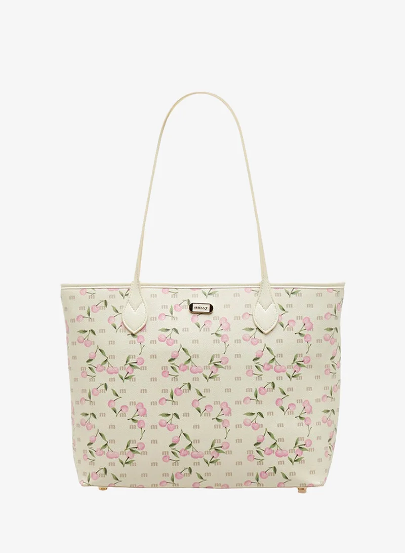 MISSY Cherry Print Tote Bag With Double Handle